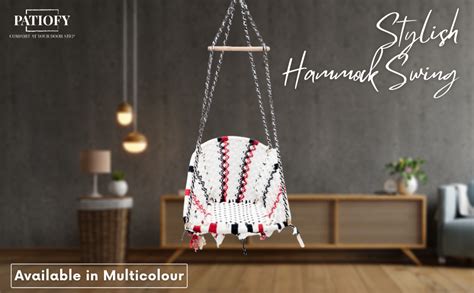 Patiofy Made in India D-Shape Cotton Rope Hammock-Hanging Swing Chair ...