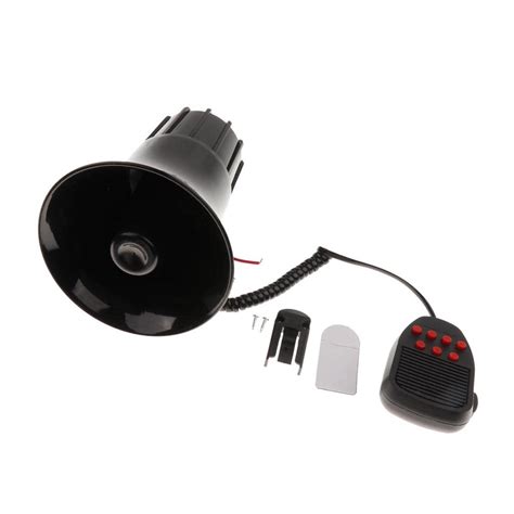 KK Vintage 2 Ohm 50W Durable Car 7 Tone Alarm Horn Siren Mic PA Speaker ...