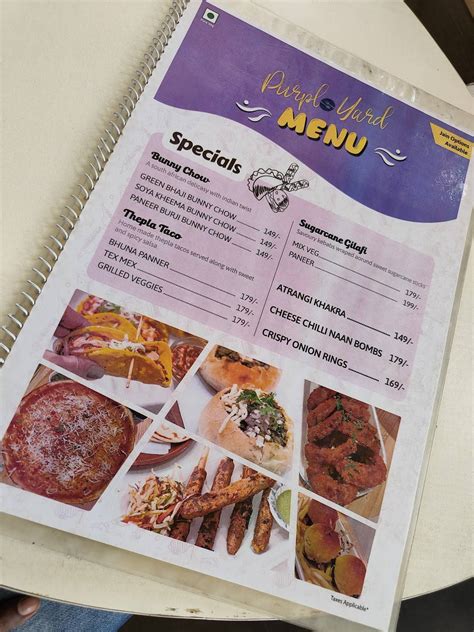 Menu at Purple Yard - Best Restaurants in Nashik Jain Food Best Cafe in ...