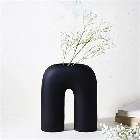 Buy URBAN SENSE™ | U Shape Ceramic Minimalist White Flower Vase ...