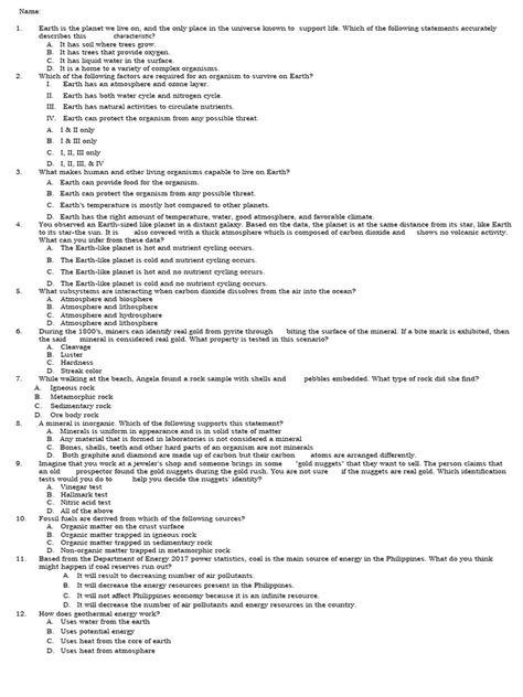 Image result for Earth Science Practice Tests