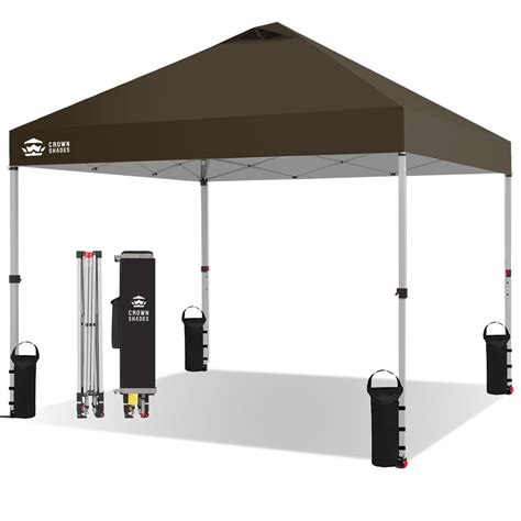 Crown Shades 10x10 Pop Up Canopy Tent with Easy One Push Setup Outdoor ...