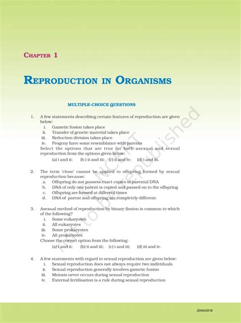 NCERT Exemplar Class 12 Biology Chapter 1 - Reproduction in Organisms