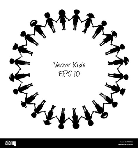 Children circle silhouettes holding hands Stock Vector Image & Art - Alamy