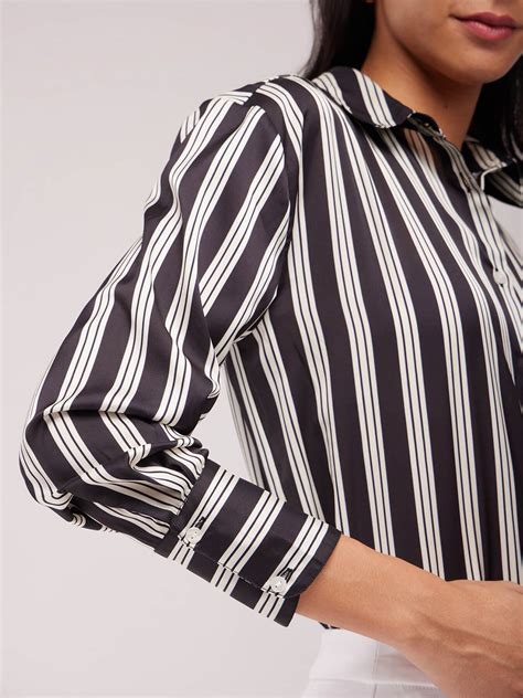 Buy Black Satin Striped Shirt Online | FableStreet