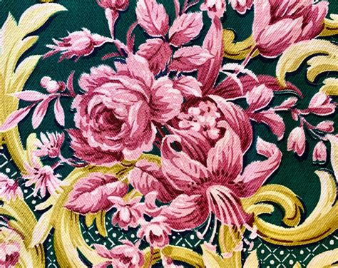Breathtaking 40s Floral Barkcloth Fabric With a Hollywood Glam Vibe ...