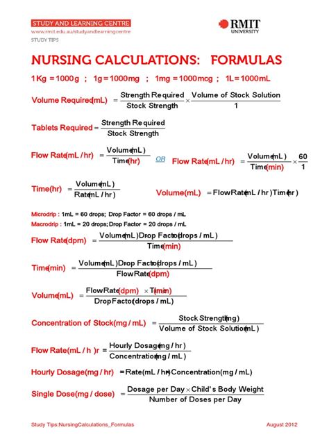 Image result for Nursing Math Formulas