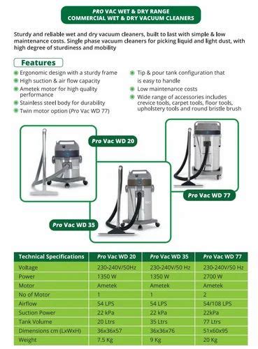 Industrial Vacuum Cleaner - Eureka Forbes Pro Vac Wd 35 Trader ...