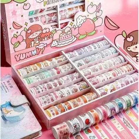 (PACK OF 100 TAPE ROLES ) Kawaii decorative paper Washi tape – Inkarto