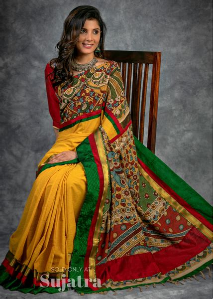 Kalamkari Sarees | Buy Kalamkari Pure Cotton, Painted Sarees Online ...