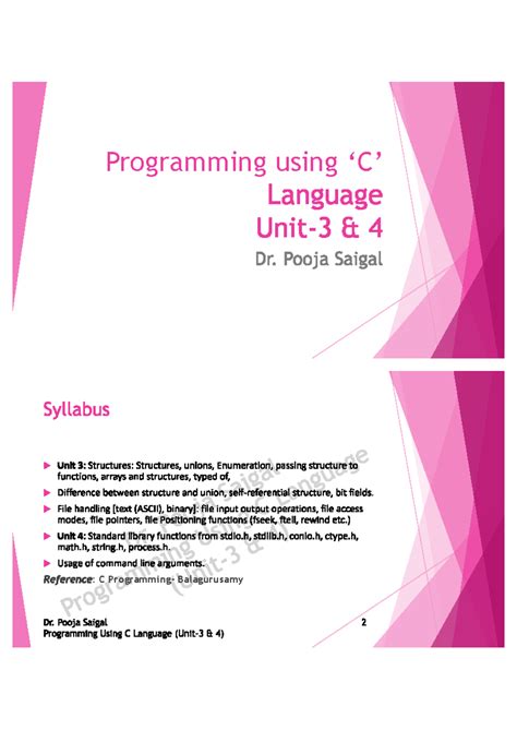 C Programming: Structures and Function Calls in C - Studocu