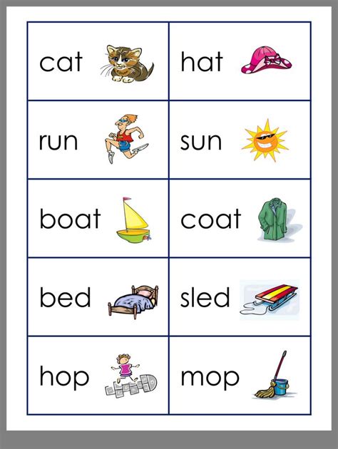 Printable Rhyming Words Worksheet For Kindergarten - Printable Board Games