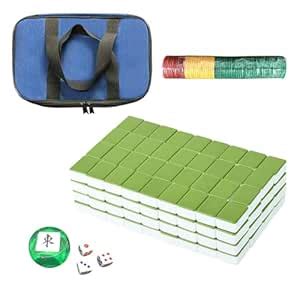 UNISOAR Chinese Mahjong Tile Set, 146 Large Melamine Tiles (1.42" Green ...