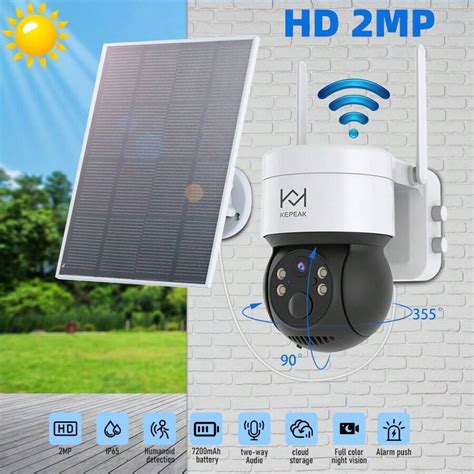 Solar Security Camera, Wireless Outdoor Camera, 360° View, PIR ...