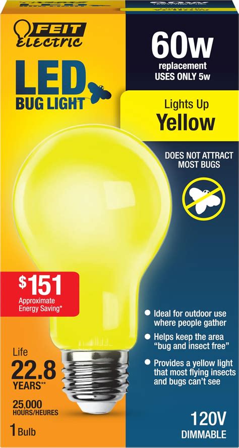 Amazon.com: Feit Electric A19 Outdoor LED Bug Light, 60-Watt Equivalent ...