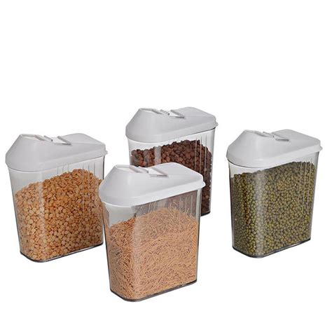 096 Plastic Easy Flow Storage Jar with Lid (750ml, Set of 6) - DeoDap