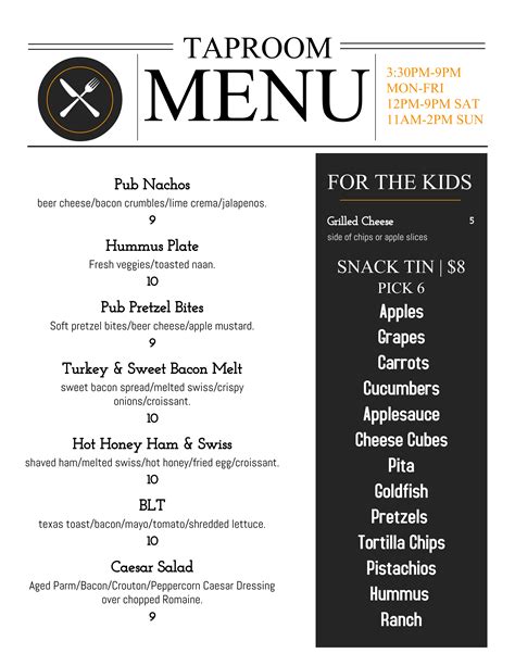 Tap Room Happy Hour Menu at Leslie Perry blog