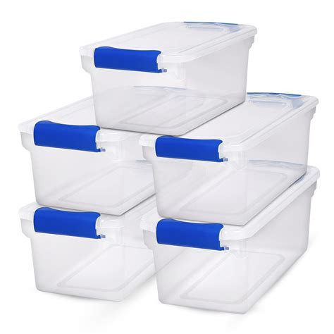 Homz 5 Pack Latching Lid Clear Plastic Storage Organizer Bins ...