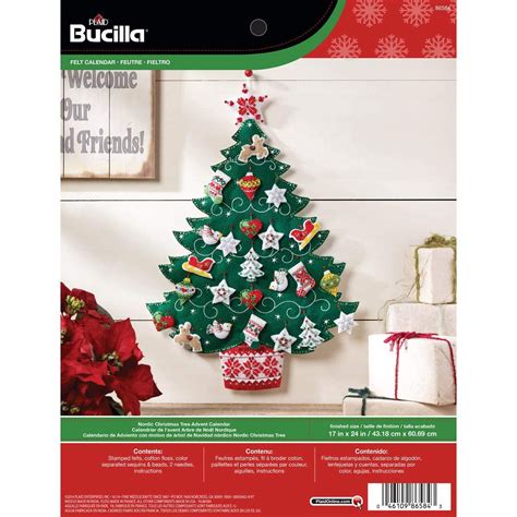 Bucilla Felt Applique Advent Calendar Kit, 17 by 24-Inch, Nordic Tree ...