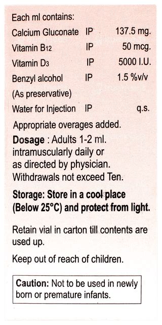 Calvit 12 1375 Mg5000iu50mcg Injection 15 Ml - Uses, Side Effects ...
