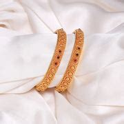 Minimal Temple Finish Silver Bangles with Nakshi Design – Padmam
