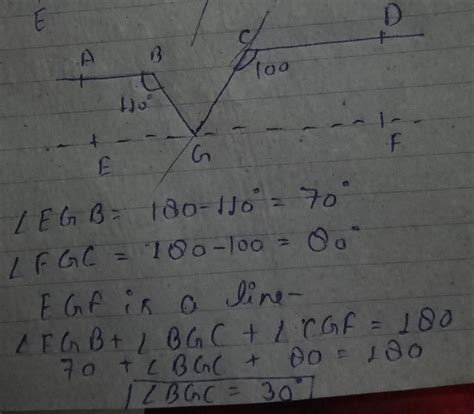 25. In the given figure, AB || CD || EF, ABG = 110°, GCD = 100°and BGC ...