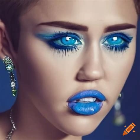 Portrait of miley cyrus with captivating blue eyes on Craiyon