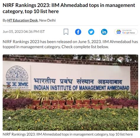 NIRF Rankings 2023: IIM Ahmedabad tops in management category, top 10 ...