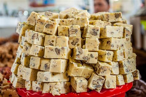 White Uzbek Halva With Nuts Oriental Sweets Stock Photo - Download ...