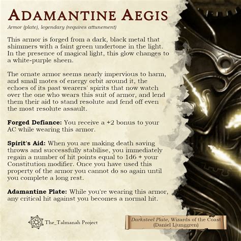 Adamantine Aegis [5e] [Item] [Armor] [Adamantine] : r/Talmanah