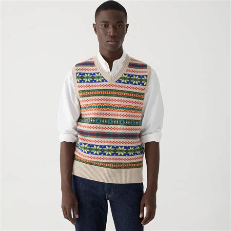 J.Crew: Cashmere Fair Isle Sweater-vest For Men