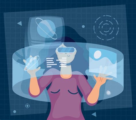 Woman using augmented reality technology | Premium Vector