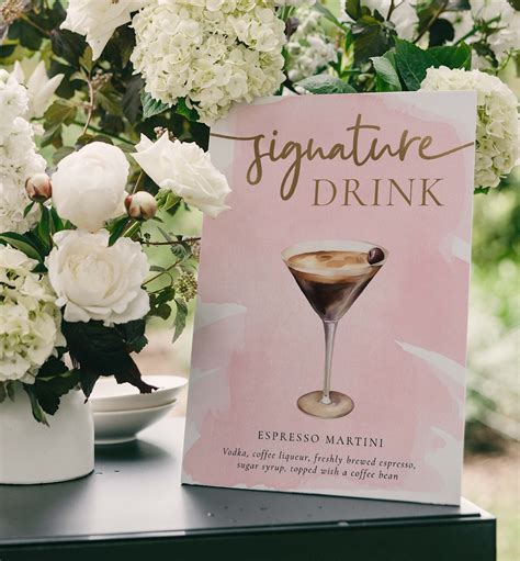 Watercolour Pink | Printable Signature Drink Menu Sign Template – Black ...