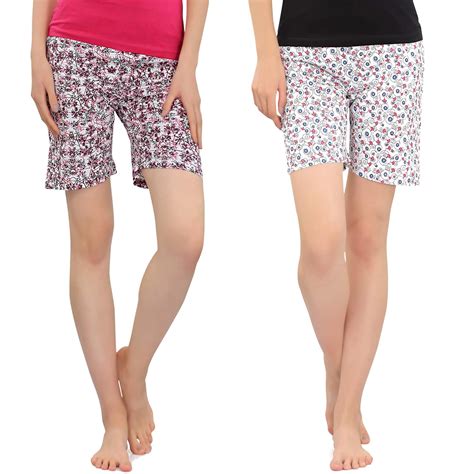 Zebu Women Regular Shorts (Pack of 2) (2ZW_SSS_PRI_RPK_BLK_M_Assorted ...