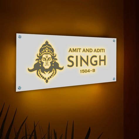 Lord Hanuman Illuminated Name Plate with Light | Nutcase India