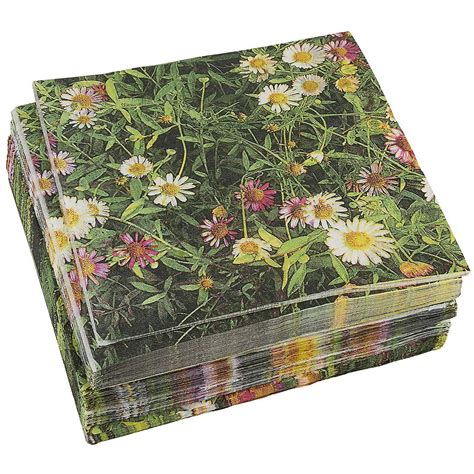 100-Pack Decorative Napkins - Daisy Garden Floral Print Disposable ...