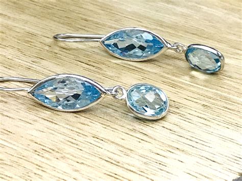 Buy BLUE TOPAZ MARQUISE Dangle Earringsbriollete Cuttopaz Online in ...