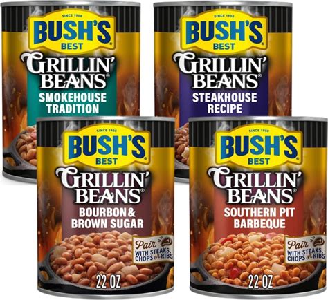 Amazon.com : Bush's Best Grillin' Beans Variety Pack, 4 Flavors, 1 of ...