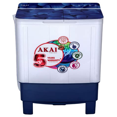 Akai 7 kg Semi-Automatic Top Loading Washing Machine (AKSA-70CBFG, Blue ...