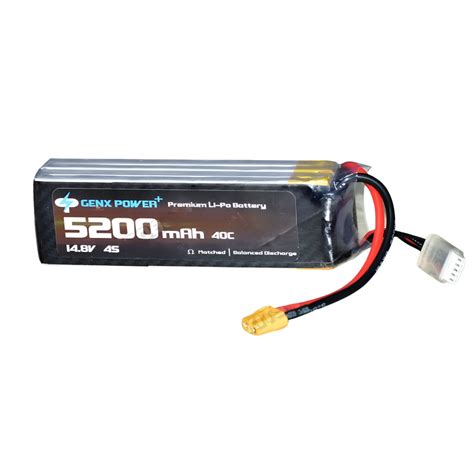 GenX 14.8V 5200mAh 4S 40C Premium Lithium Polymer Battery Pack – Hi ...