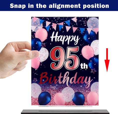 Buy LINGTEER Happy 95th Birthday Navy Blue & Pink Balloon Acrylic Table ...