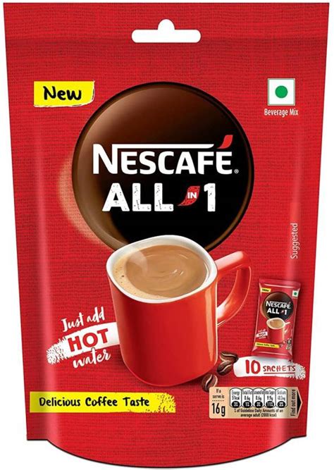 Nescafe All in One Coffee Sharebag, Pack of 10 Sachets Instant Coffee ...