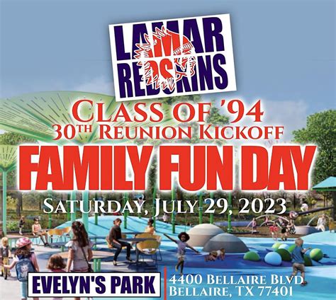 Lamar Class of 94 30th Reunion Kickoff Family Fun Day, Evelyn's Park ...