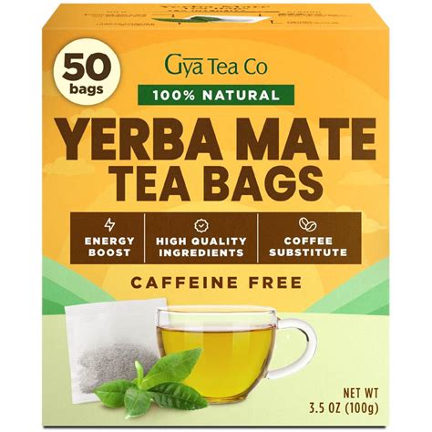 Amazon.com: Gya Tea Co Yerba Mate Tea Bag (50 Bags) - Medium Caffeine ...