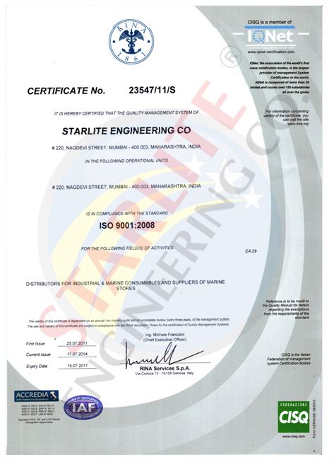 Certifications | Starlite Engineering Co.
