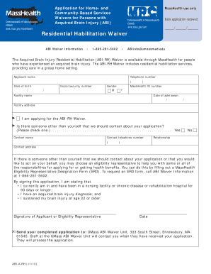 Fillable Online biama EOHHS wwwmassgovmasshealth Residential ...