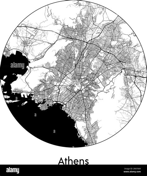 City Map Athens Greece Europe vector illustration black white Stock ...