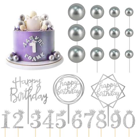 25 Pcs Birthday Cake Topper Set Acrylic Happy Birthday Cake ...