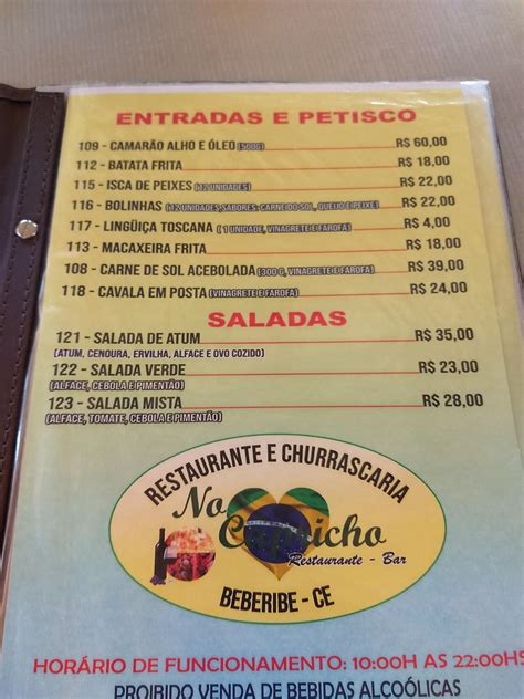 Menu at Restaurante No Capricho, Beberibe