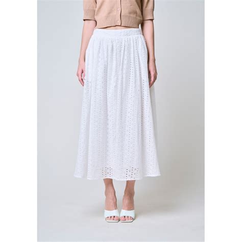 Mossimo Lana White Eyelet Midi Skirt | Shopee Singapore